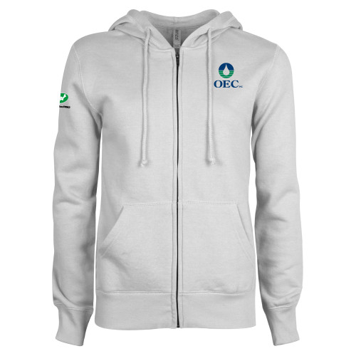  ENZA Womens White Fleece Full Zip Hoodie - OEC