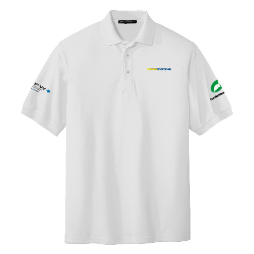  White Silk Touch Polo - EnergiSystems Wordmark
