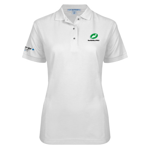  Womens Silk Touch White Pique Polo - Turtle Wax Pro Flat