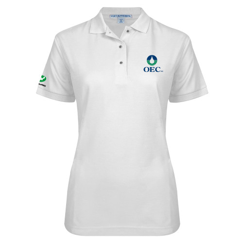  Womens Silk Touch White Pique Polo - OEC