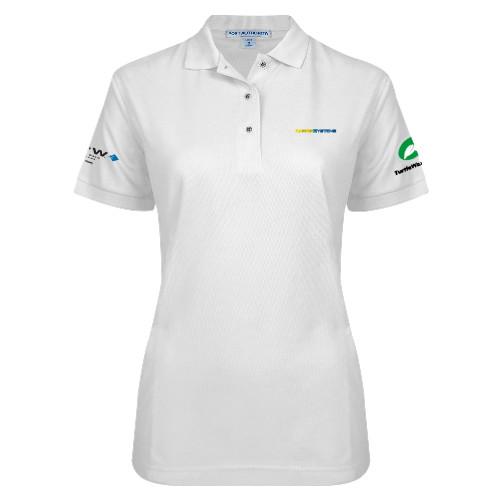  Womens Silk Touch White Pique Polo - EnergiSystems Wordmark