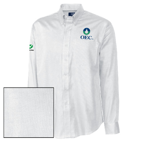  Cutter & Buck Nailshead Long Sleeve Button Down White - OEC
