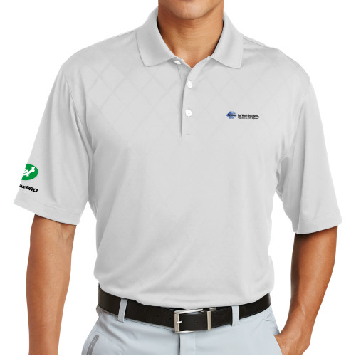  Nike Dri Fit White Cross Over Texture Polo - Advance Car Wash Solutions