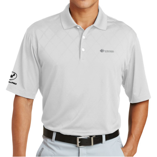  Nike Dri Fit White Cross Over Texture Polo - Advance Car Wash Solutions