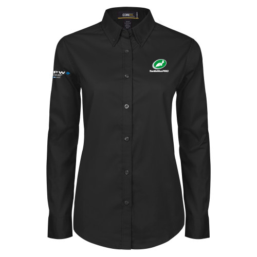  Womens Black Twill Button Down Long Sleeve  - Turtle Wax Pro Flat