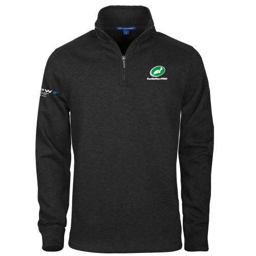 Black Slub Fleece 1/4 Zip Pullover - Turtle Wax Pro Flat