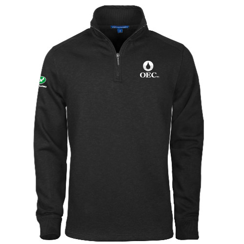  Black Slub Fleece 1/4 Zip Pullover - OEC