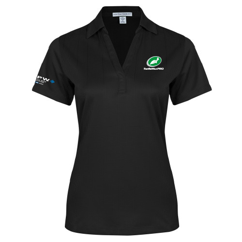  Womens Black Performance Fine Jacquard Polo - Turtle Wax Pro Flat