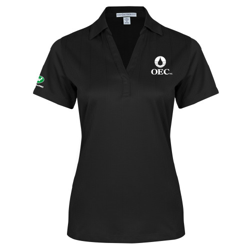  Womens Black Performance Fine Jacquard Polo - OEC