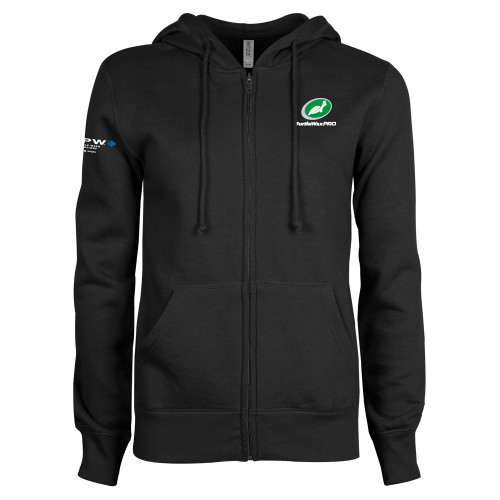  ENZA Womens Black Fleece Full Zip Hoodie - Turtle Wax Pro Flat