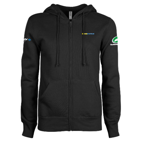  ENZA Womens Black Fleece Full Zip Hoodie - EnergiSystems Wordmark