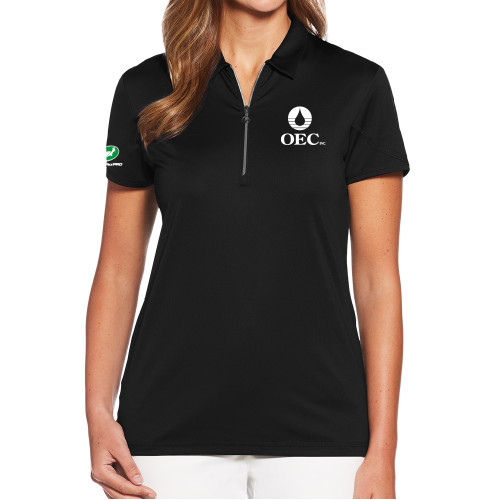 Callaway Womens Black Tulip Sleeve Zip Polo - OEC