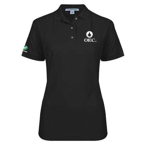  Womens Silk Touch Black Pique Polo - OEC
