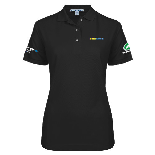  Womens Silk Touch Black Pique Polo - EnergiSystems Wordmark