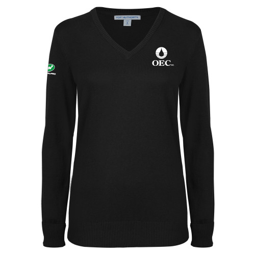  Womens Black VNeck Sweater - OEC