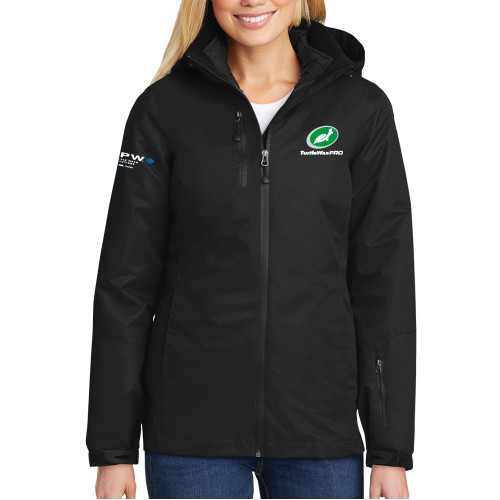  Womens Black Vortex Waterproof 3 in 1 Jacket - Turtle Wax Pro Flat