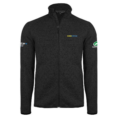  Black Heather  Sweater Fleece Jacket - EnergiSystems Wordmark