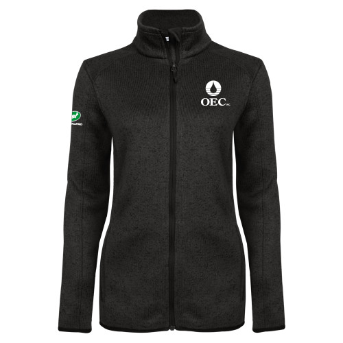  Womens Black Heather Fleece Jacket - OEC