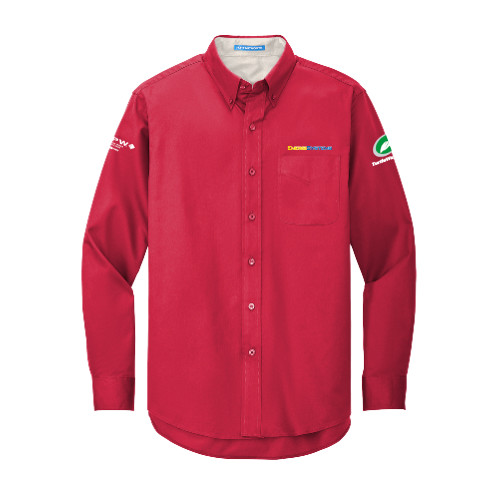  Red Twill Button Down Long Sleeve - EnergiSystems Wordmark