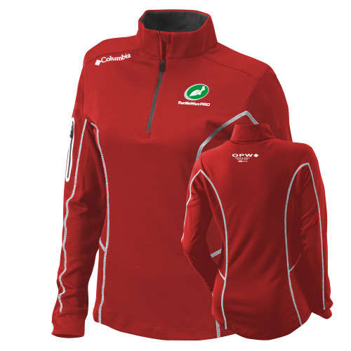  Columbia Womens Omni Wick Red 1/4 Zip - Turtle Wax Pro Flat