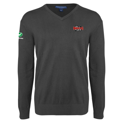  Charcoal Heather VNeck Sweater - Protect It Embroidery
