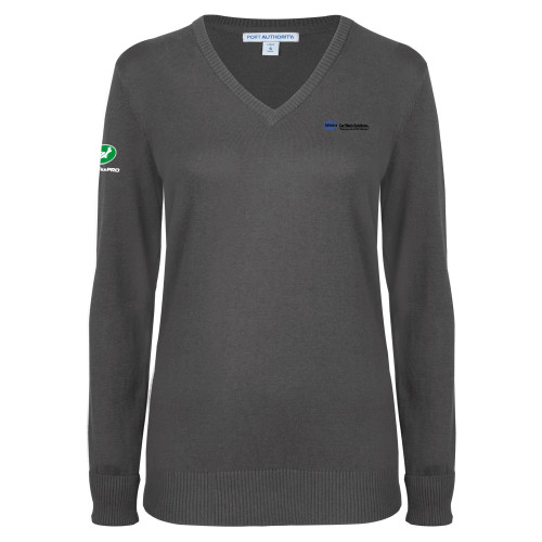  Womens Charcoal Heather VNeck Sweater - Advance Car Wash Solutions