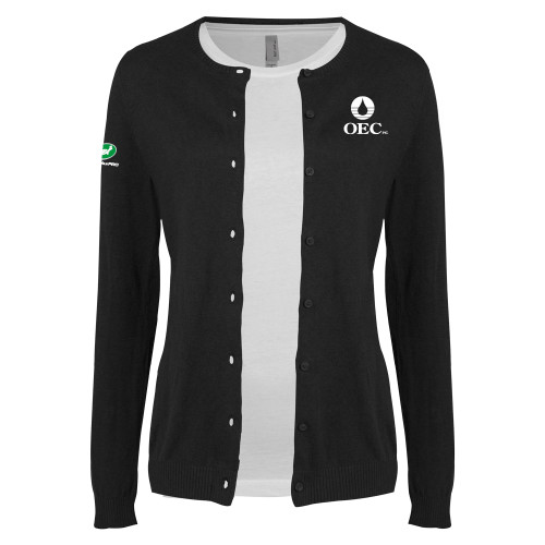  Womens Black Cardigan Sweater - OEC
