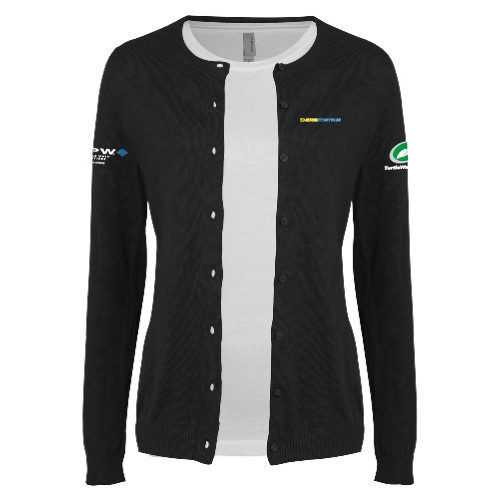  Womens Black Cardigan Sweater  - EnergiSystems Wordmark