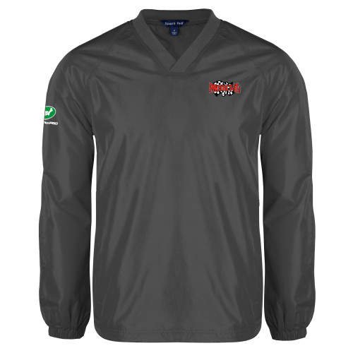  Charcoal V Neck Raglan Windshirt - Protect It Embroidery