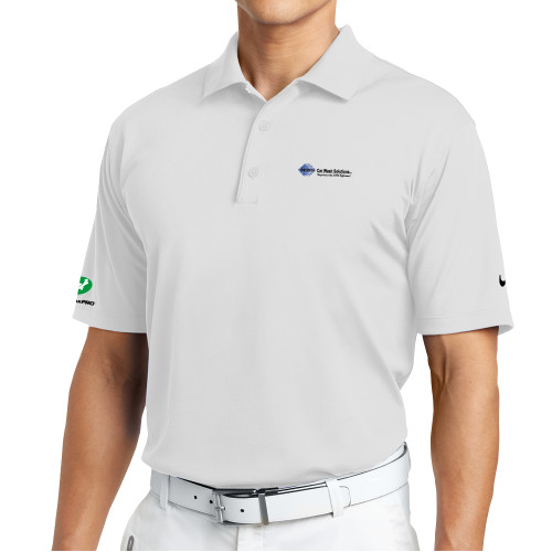  Nike White Tech Basic Dri Fit Polo - Advance Car Wash Solutions
