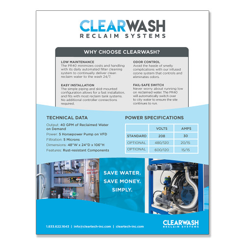  2021 ClearWash PR40 X1A 2 page Sell Sheet