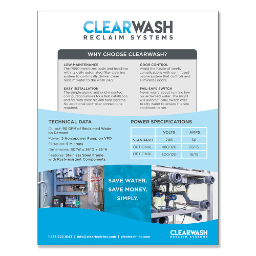  2021 ClearWash PR90 X1A 2 page Sell Sheet