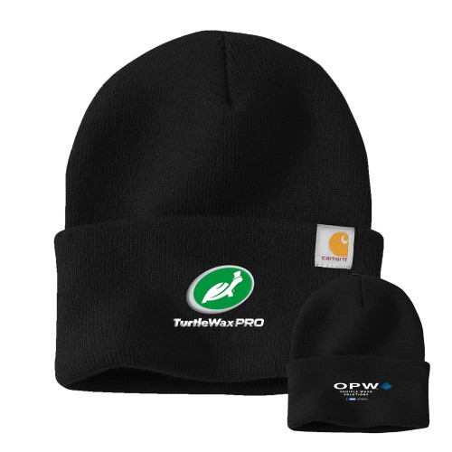  Carhartt Black Knit Beanie w/Cuff - Turtle Wax Pro Flat