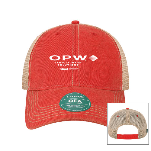  Legacy Scarlet Red/Khaki Old Favorite Trucker Hat - OPW Vehicle Wash Solutions