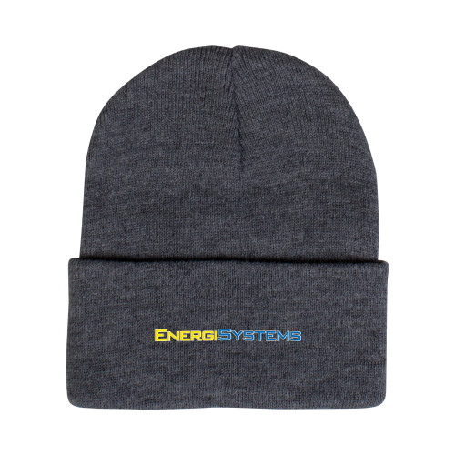  Grey Knit Beanie w/Cuff - EnergiSystems Wordmark