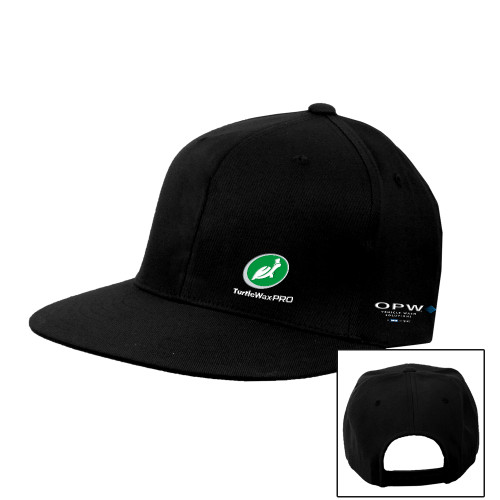  Black Flat Bill Snapback Hat - Turtle Wax Pro Flat