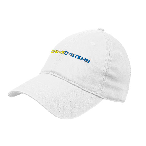  White Unstructured Adjustable Low Profile Hat - EnergiSystems Wordmark