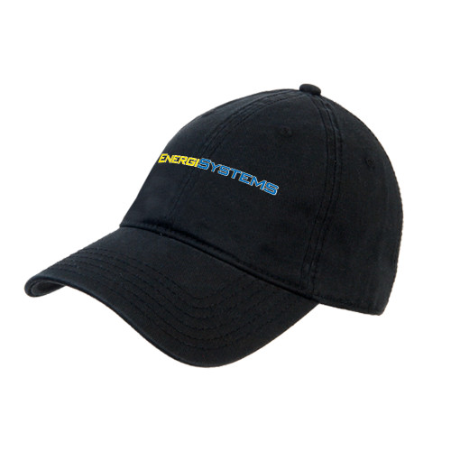  Black Unstructured Adjustable Low Profile Hat - EnergiSystems Wordmark