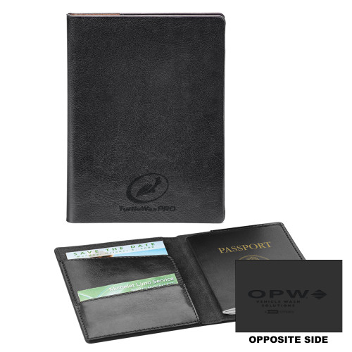  Fabrizio Black RFID Passport Holder - Turtle Wax Pro Engraved
