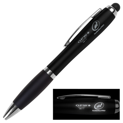  LIGHT UP LOGO Black Stylus Pen - OPW Vehicle Wash Solutions Turtle Wax Pro Horizontal Engraved