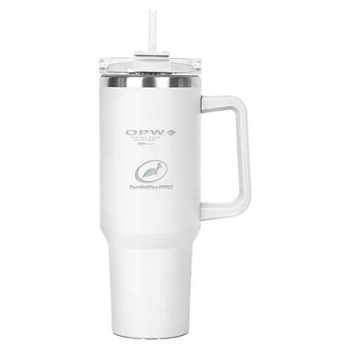  Hippo White Mug & Straw Lid with Twist Closure 40 oz - OPW Vehicle Wash Solutions Turtle Wax Pro Vertical Engraved