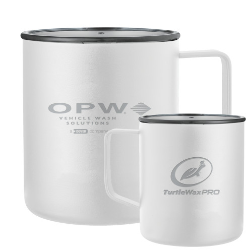  Rover Camp Vacuum Insulated White Mug 14oz - OPW Vehicle Wash Solutions Engraved