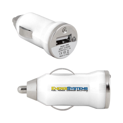  On the Go White Car Charger - EnergiSystems Wordmark with Tagline