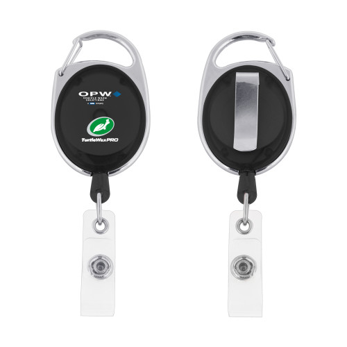  Black Oval Retractable Badge Holder w/Clip - OPW Vehicle Wash Solutions Turtle Wax Pro Vertical