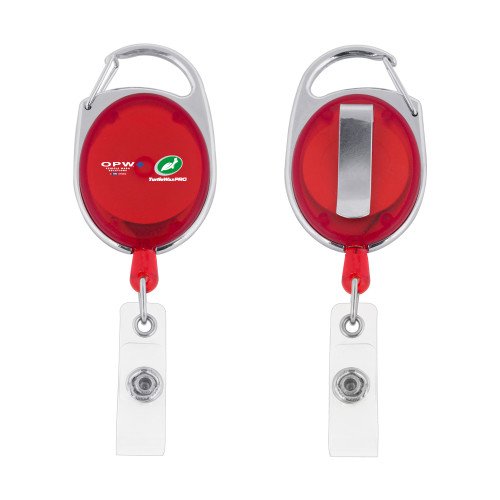  Red Oval Retractable Badge Holder w/Clip - OPW Vehicle Wash Solutions Turtle Wax Pro Horizontal