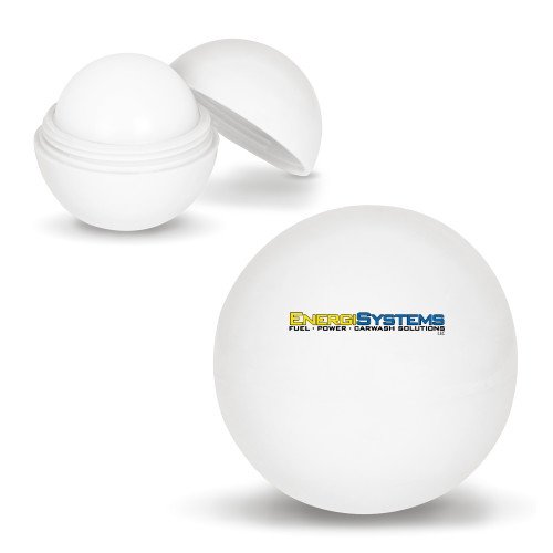  White Lip Moisturizer Ball - EnergiSystems Wordmark with Tagline