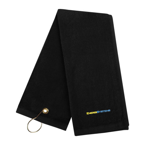  Black Golf Towel - EnergiSystems Wordmark