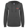 Thumbnail image for  ENZA Womens Dark Heather V Notch Raw Edge Fleece Hoodie