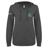 Thumbnail image for  ENZA Womens Dark Heather V Notch Raw Edge Fleece Hoodie