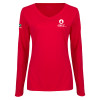 Thumbnail image for  Womens Red Long Sleeve V Neck Tee
